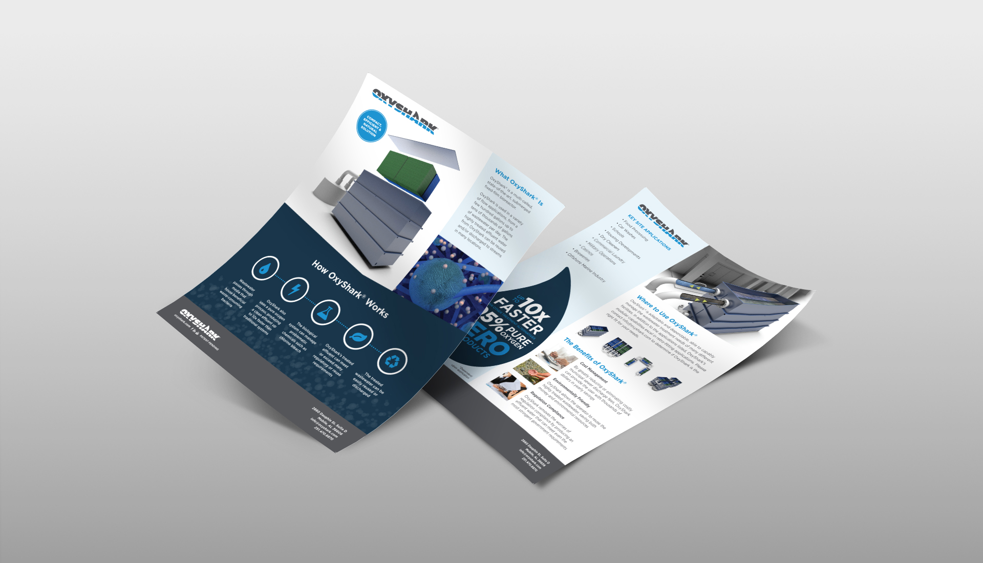 Mockup of OxyShark one sheeter.