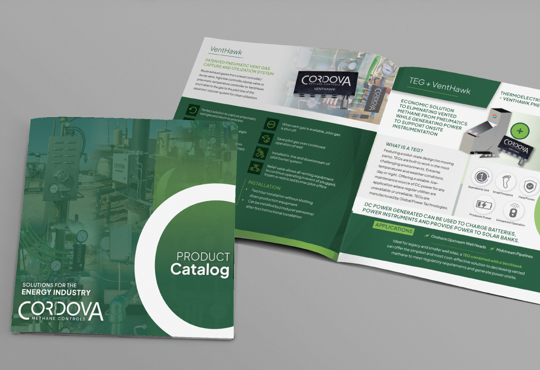 Cordova Methane Controls Catalog mockup.